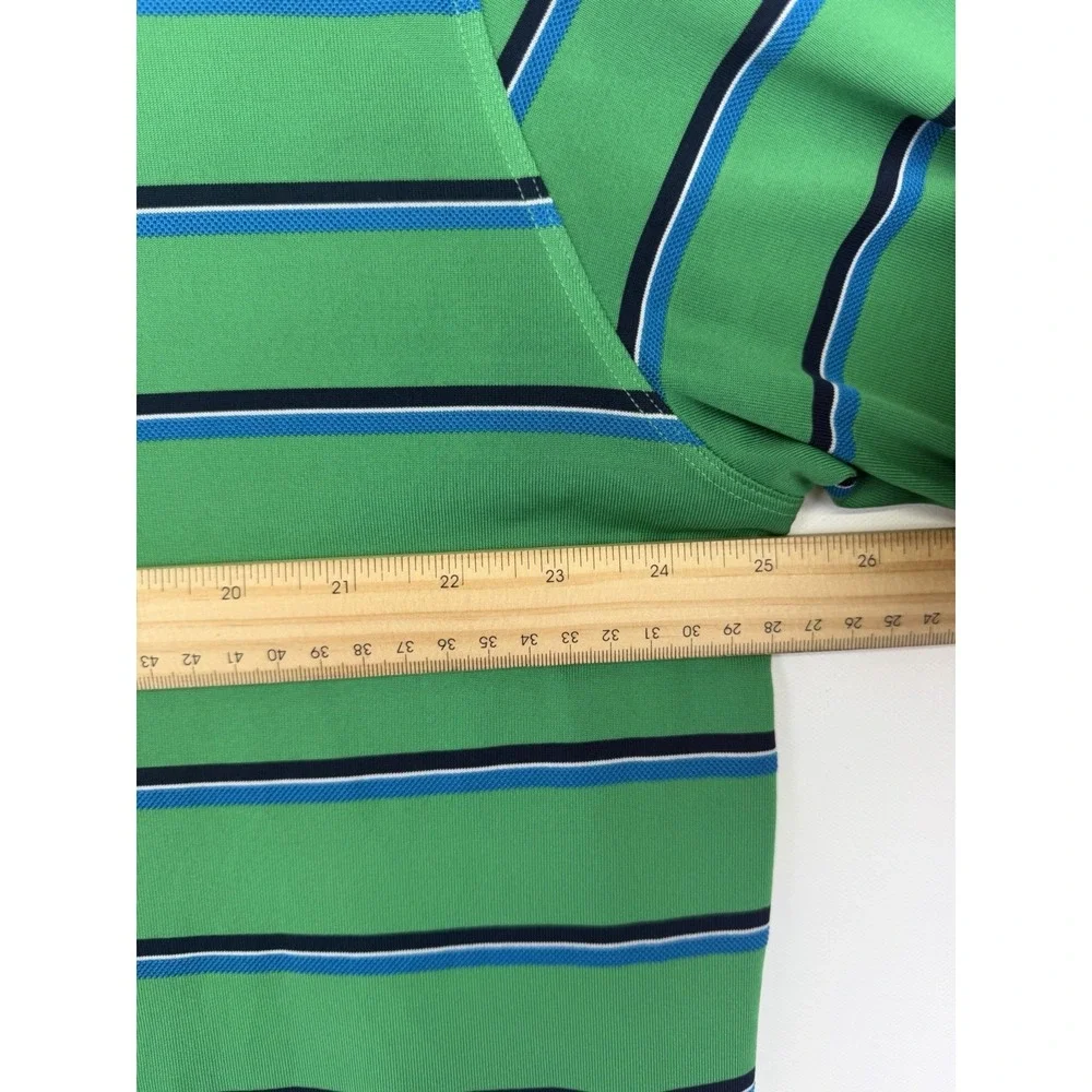 Nike Golf Dri-Fit Polo Shirt Green Blue Striped Performance Mens XXL